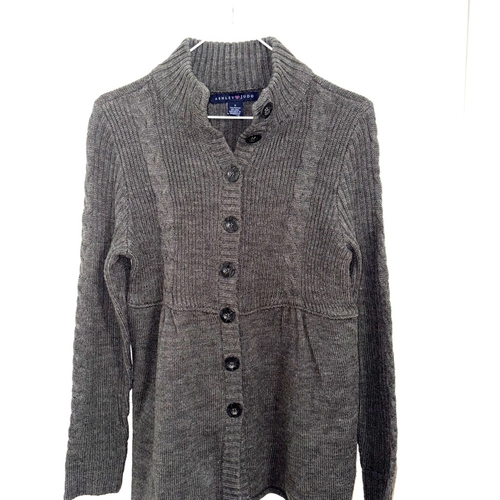 Ashley Judd Charcoal Knit Sweater